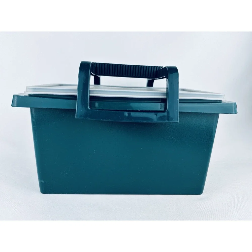 Tupperware Carry All Storage Tote Bin with Handle Green 1431-5 - Picnic Vintage